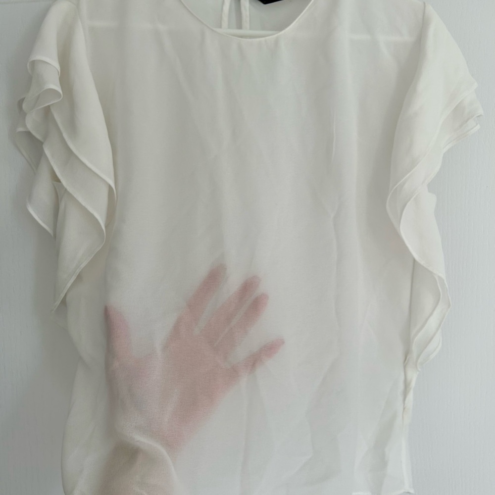 White Ruffle Sleeve Top - Picture 7 of 8